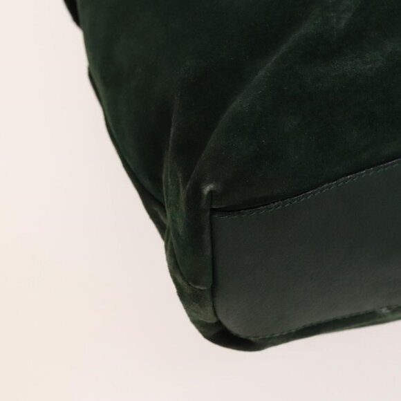 Authentic FENDI Shoulder Bag Suede Green Gold - Picture 7 of 16